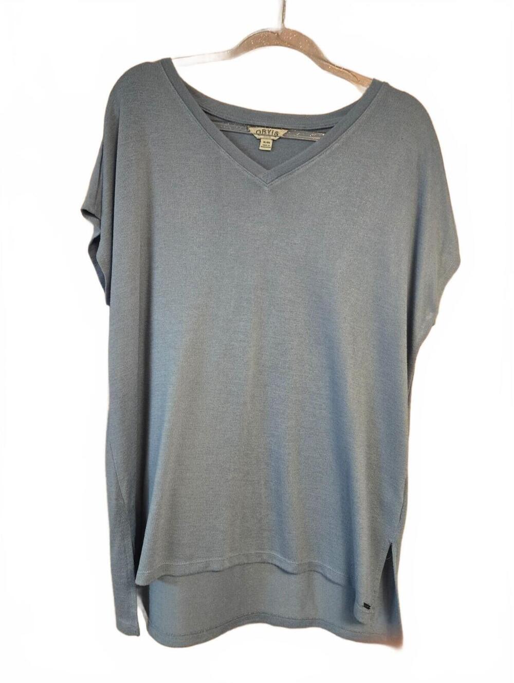 Short-sleeve Orvis V-Neck Knit Shirt Cottagecore Minimalist Grandmacore Lounge